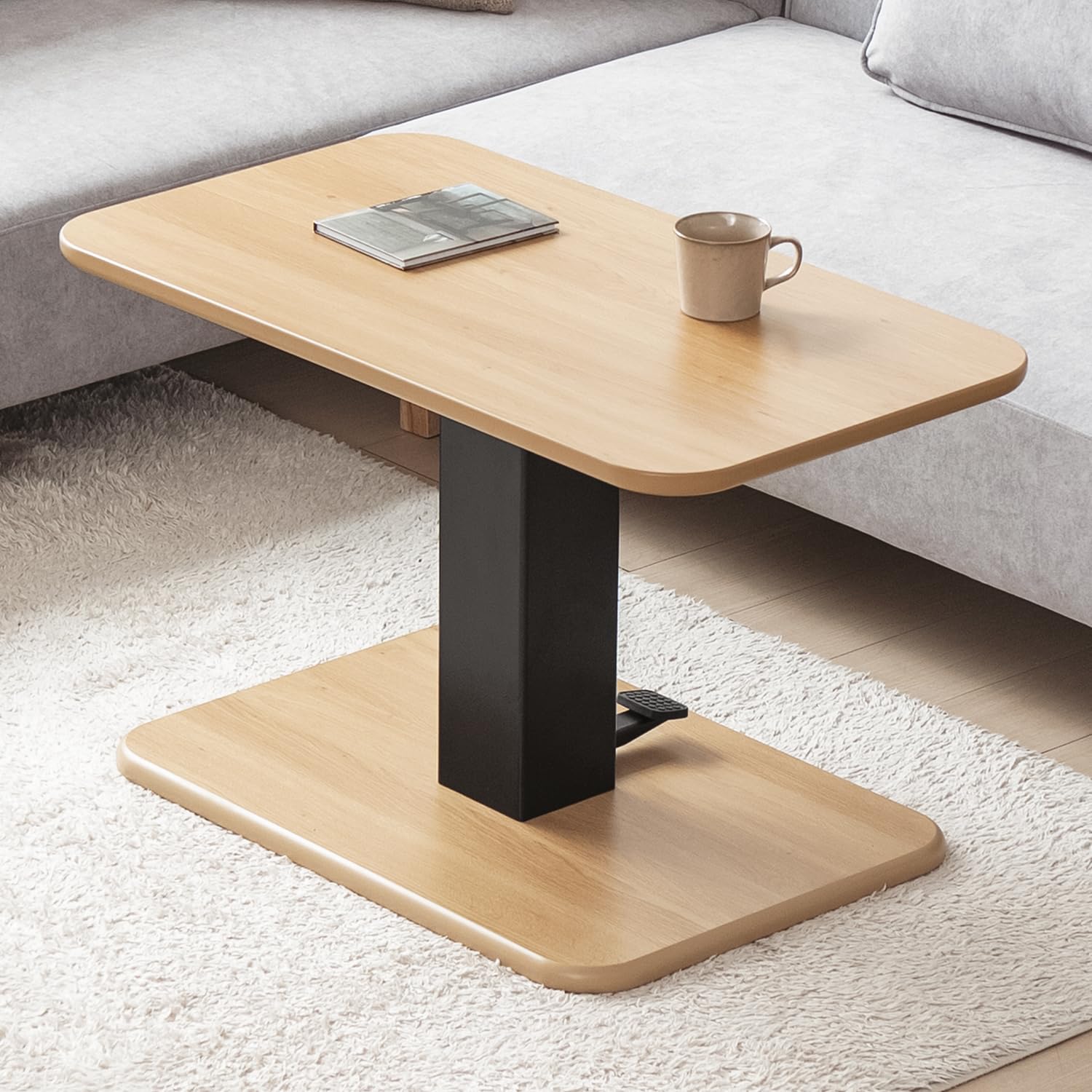 Amazon｜モダンデコ 昇降式テーブル ダイニング 長方形 無段階 高さ